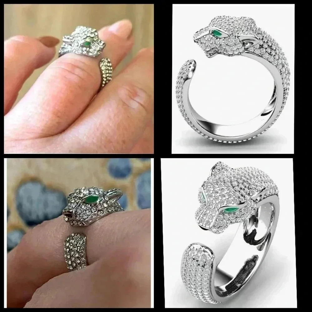 Silver Rose Gold Panther Resizable Adjustable Animal Tiger Leopard Jagua…